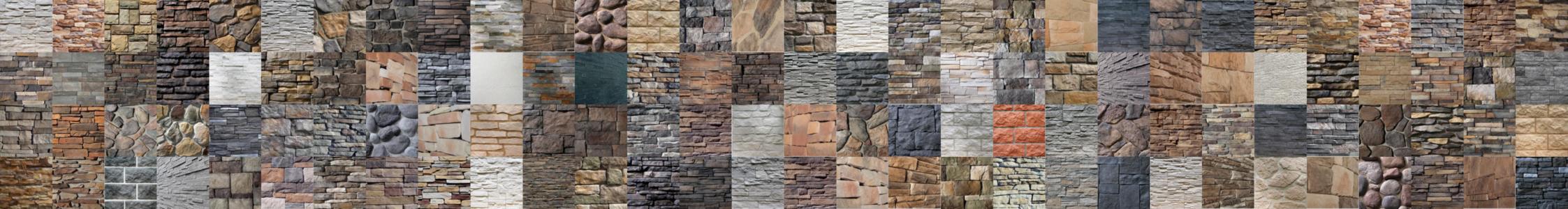 A collage of stone-siding